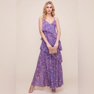 Purple Floral Casual Dress